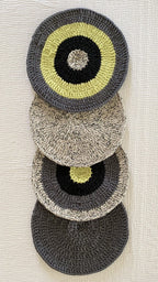Set of 4 Round Crochet Placemats / Mats Dining ey Lime Ecru Green