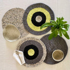 Set of 4 Round Crochet Placemats / Mats Dining ey Lime Ecru Green