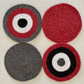 Set of 4 Round Crochet Placemats / Dining Mats Pink Grey