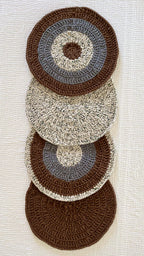 Set of 4 Round Crochet Placemats / Dining Mats Brown Grey