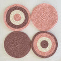 Set of 4 Round Crochet Placemats / Dining Mats Peach Light Brown