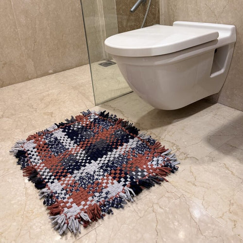 Bathroom Mat / Door Mat / Meditation Mat | Navy Grey, Brown