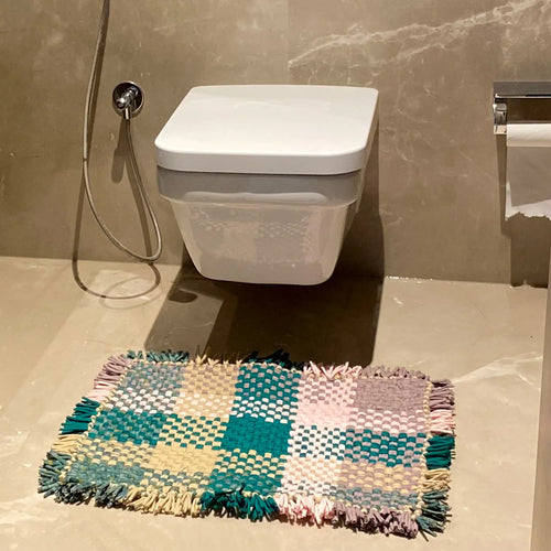 Bathroom Mat / Door Mat / Meditation Mat | Green, Pink, Beige