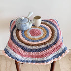 Round Crochet Floor Rug Pink, Denim blue, Brown, Beige, Navy, Off white