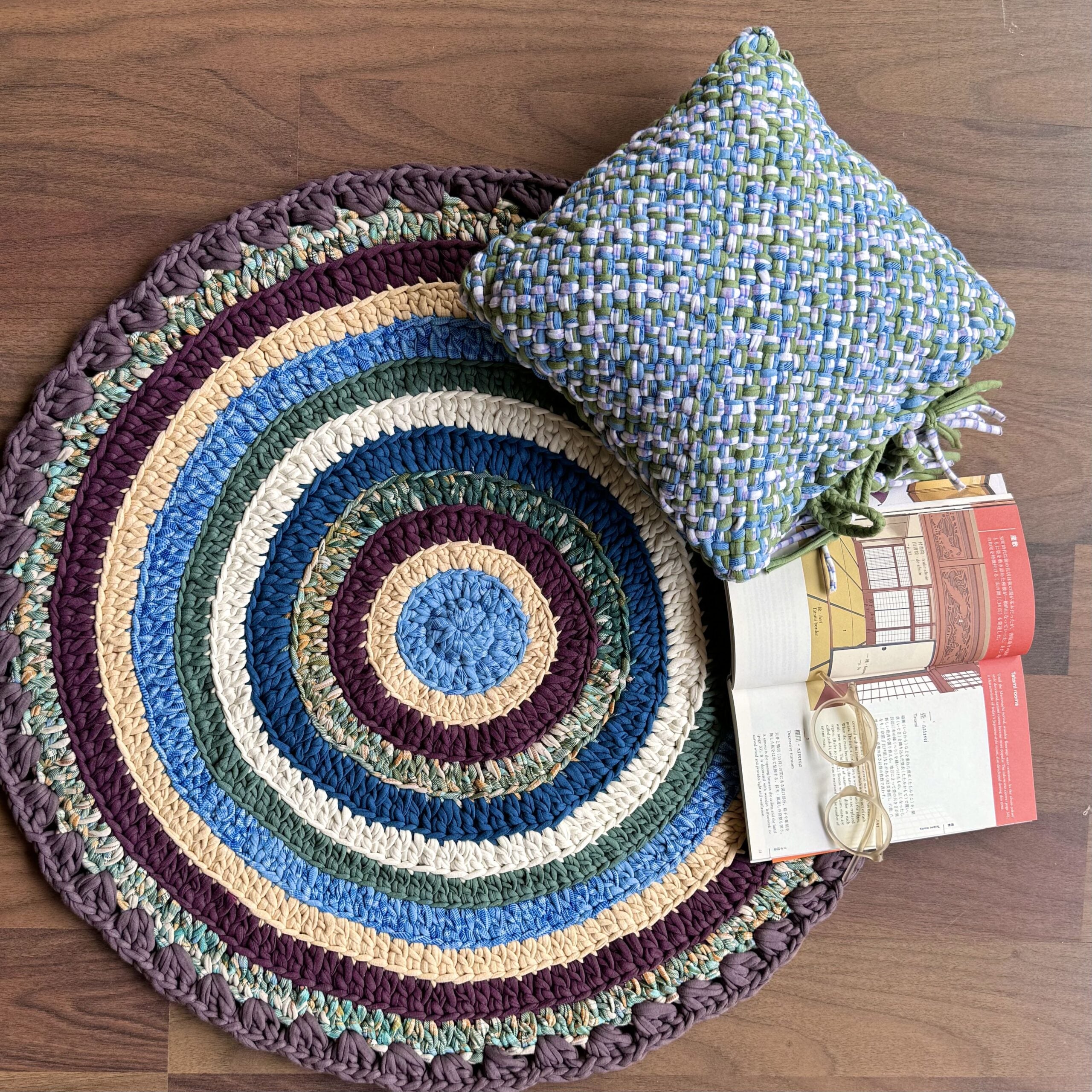 Image of Square Cushion Cover With Filler | Blue, Green, White, Light Purple