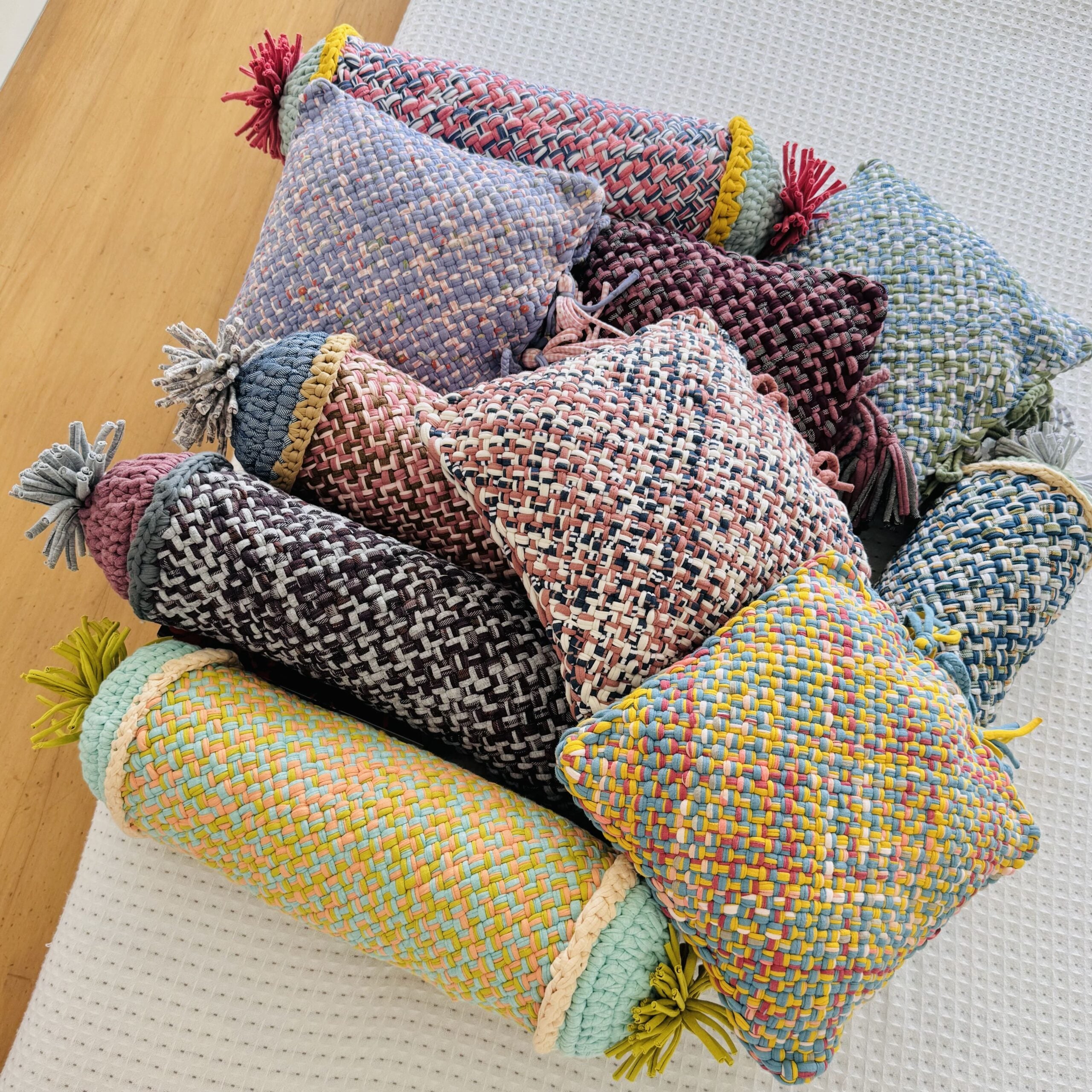 Image of Bolster With Pre Filled Filler | Powder Pink, Coral, Brown, Blue, Grey