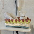 Rectangular Flower Basket | Off White, Rose Pink, Green