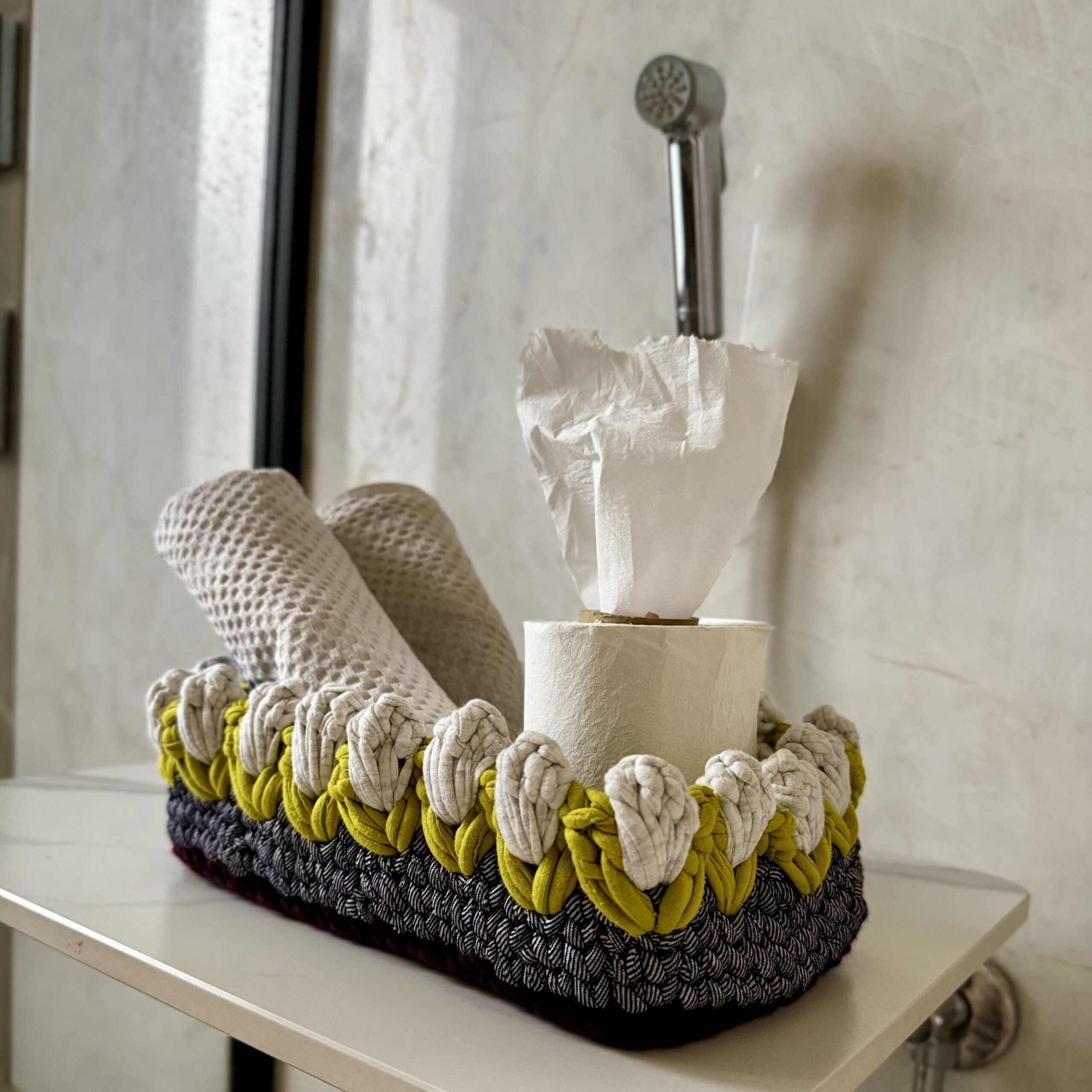 Image of Rectangular Flower Basket | Stone Grey, Silver Grey, Burgundy