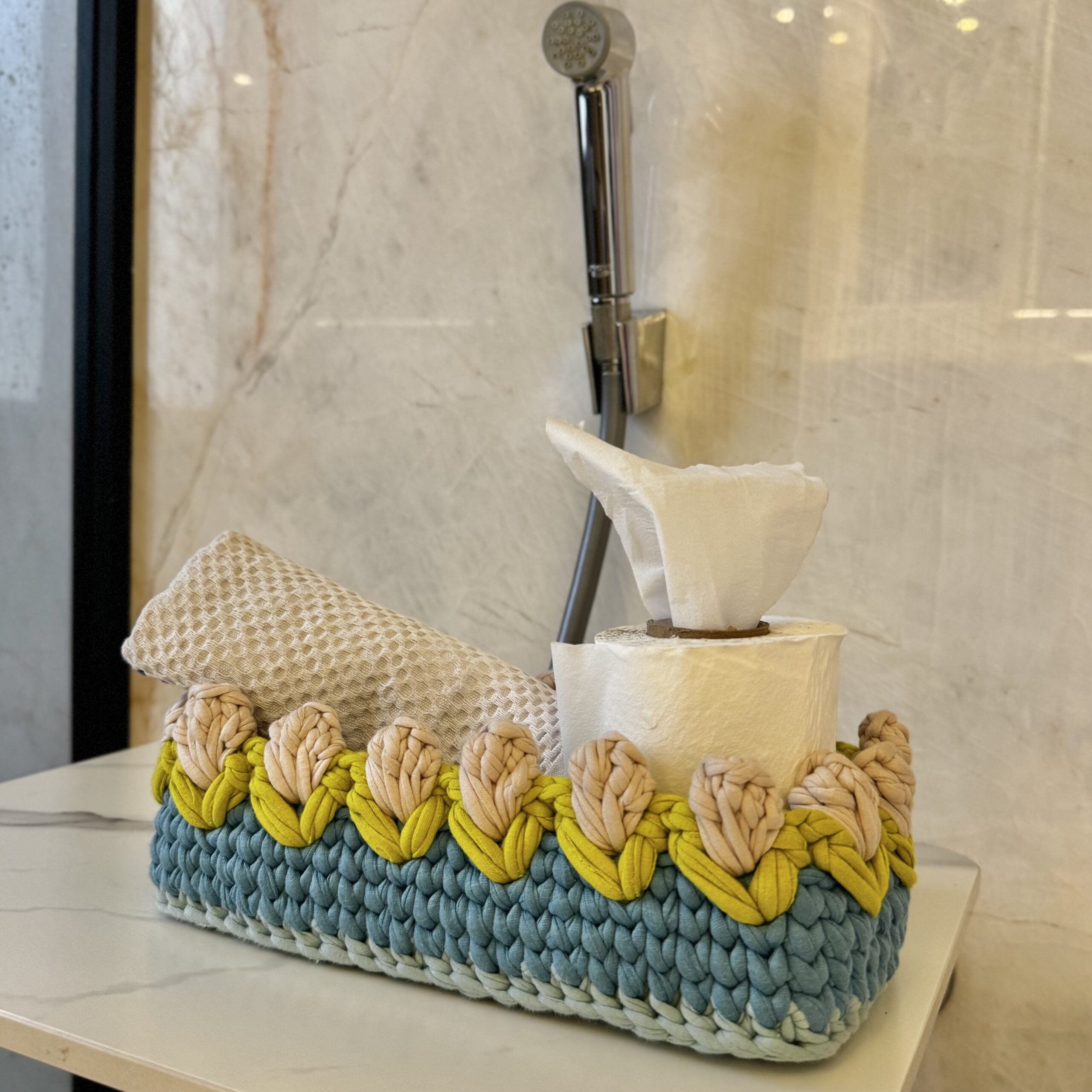 Image of Rectangular Flower Basket | Blue, Ash, Green