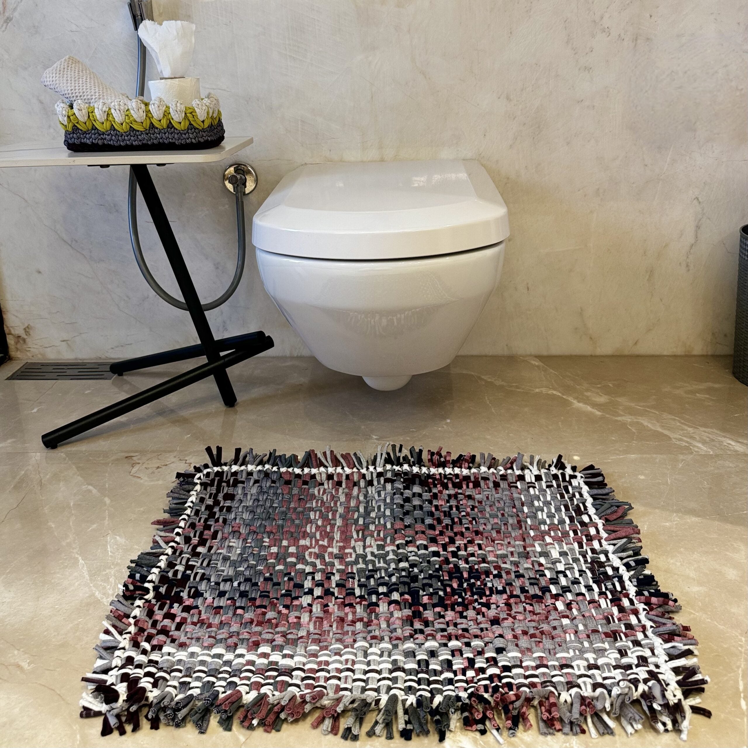 Image of Bathroom Mat / Door Mat / Meditation Mat | Old Rose, Grey, Burgundy, Silver Grey, Navy