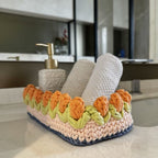 Rectangular Flower Basket | Powder Pink, Peach, Denim Blue