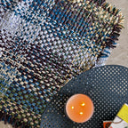Tassel Floor Rug / Throw Aubergine, Blue, Moss Green, Grey, Lemon, Light Purple