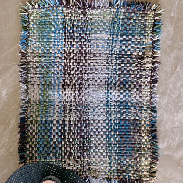 Image of Tassel Floor Rug / Throw Aubergine, Blue, Moss Green, Grey, Lemon, Light Purple