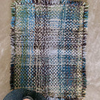 Tassel Floor Rug / Throw Aubergine, Blue, Moss Green, Grey, Lemon, Light Purple