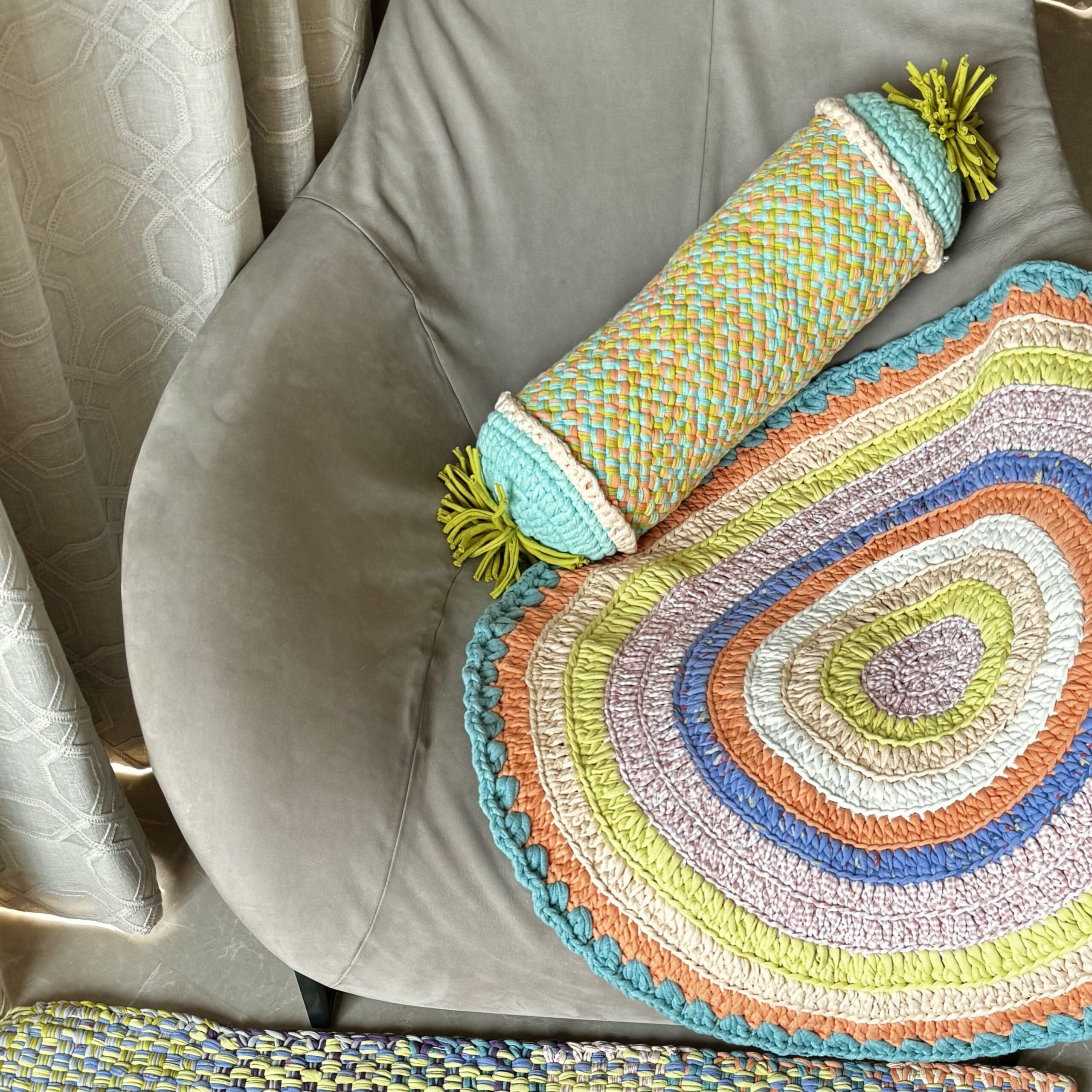 Image of Bolster With Pre Filled Filler | Green, Peach, Sea Green
