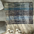 Braided Edged Floor Rug / Throw | Aubergine, Blue, Moss green, grey, lemon, light purple