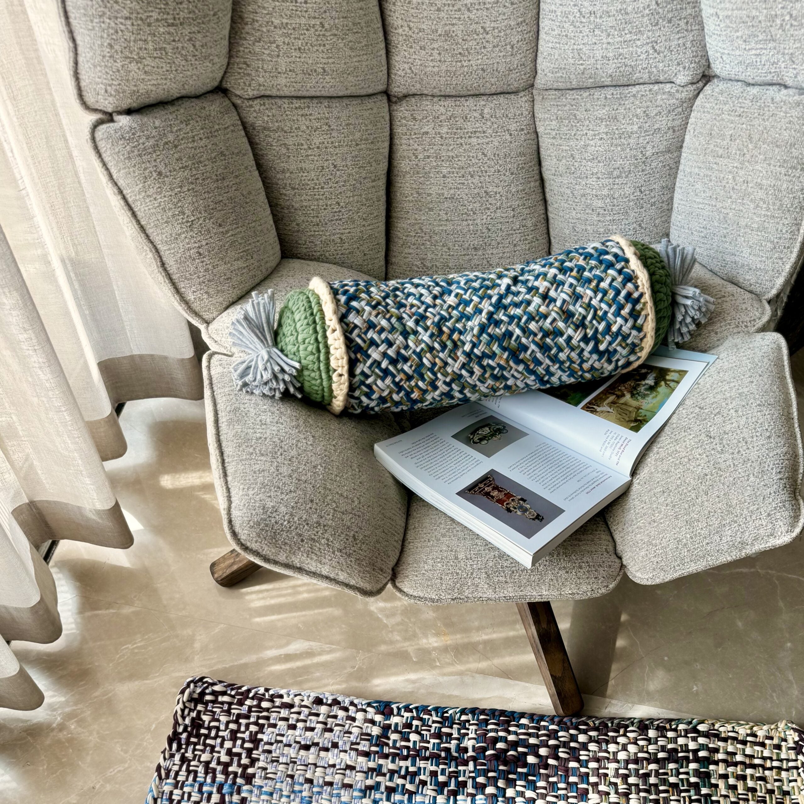 Image of Bolster With Pre Filled Filler | Green, Blue, Grey