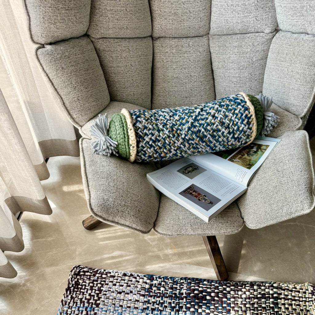 Bolster With Pre Filled Filler | Green, Blue, Grey