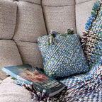 Square Cushion Cover With Filler | Blue, Green, White, Light Purple