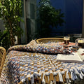 Tassel Floor Rug / Throw Pink, Denim Blue, Brown, Beige, Navy, Off White