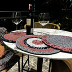 Set of 6 Round Crochet Placemats / Dining Mats Old rose, Grey, Burgundy, Silver grey, Navy