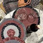 Set of 6 Round Crochet Placemats / Dining Mats Old rose, Grey, Burgundy, Silver grey, Navy