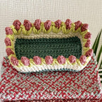 Rectangular Flower Basket | Off White, Rose Pink, Green
