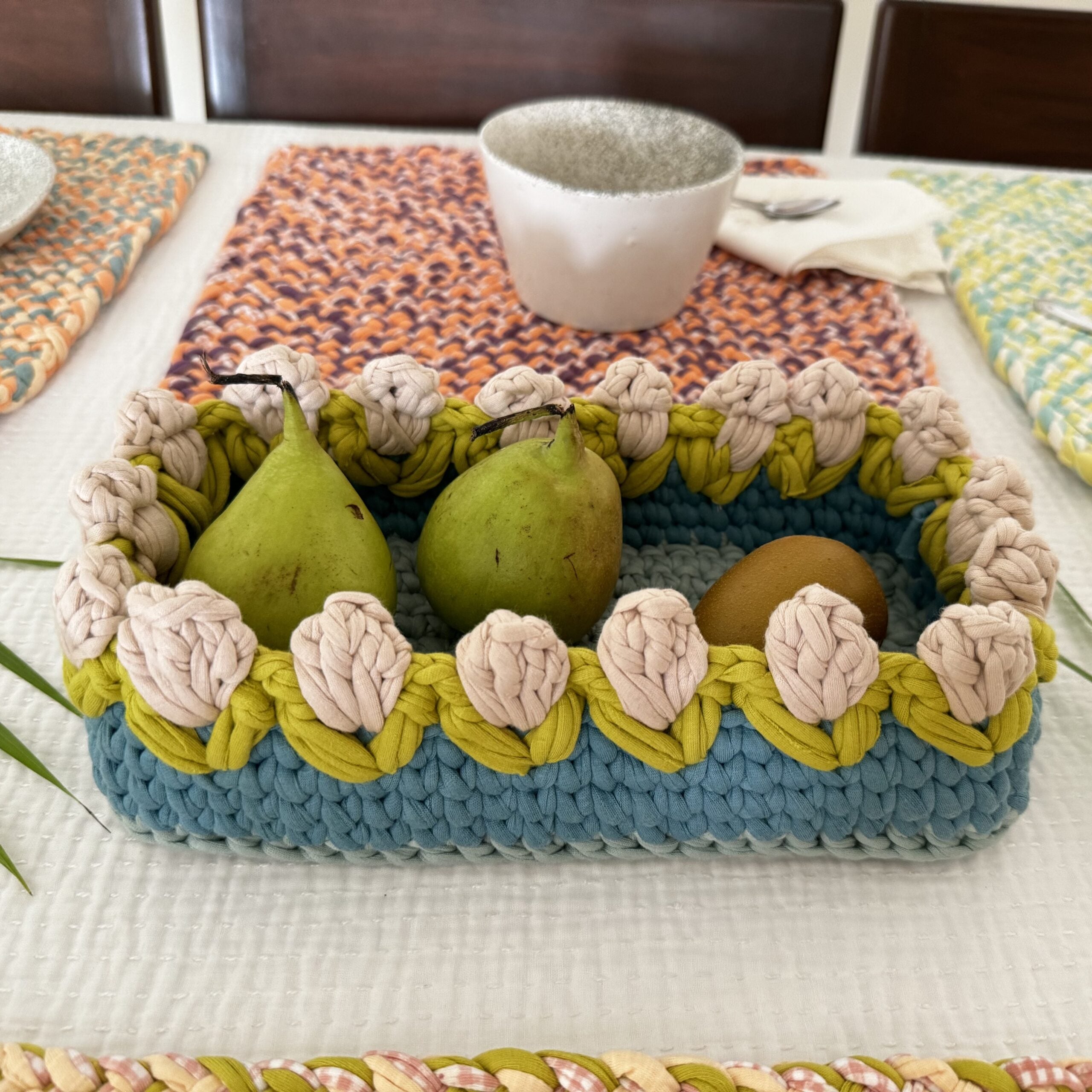 Image of Rectangular Flower Basket | Blue, Ash, Green