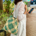 Shoulder Tote Bags Green Beige Color Premium Collection Shoulder carry