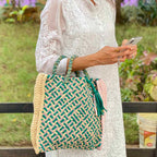 Hand Tote / Tiffin Bags Green Pink Color | Hand carry