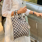 Hand Tote / Tiffin Bags Grey Green Big Check Color | Hand carry