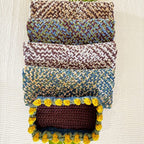 Set of 4 Hand-Woven Square Placemats / Dining Mats Aubergine, Blue, Moss green, Grey, Lemon, Light purple