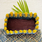 Rectangular Flower Basket | Blue, Yellow, Wine