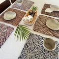 Set of 6 Hand-Woven Square Placemats / Dining Mats Pink, Denim blue, Brown, Beige, Navy, Off white
