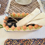 Rectangular Flower Basket | Powder Pink, Peach, Denim Blue