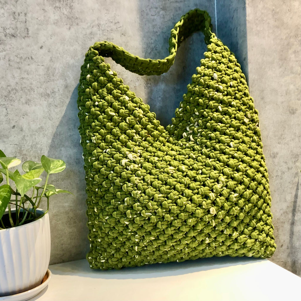 Macrame criss-cross / Macrame Shoulder Tote Olive | Shoulder carry