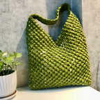 Macrame criss-cross / Macrame Shoulder Tote Olive | Shoulder carry