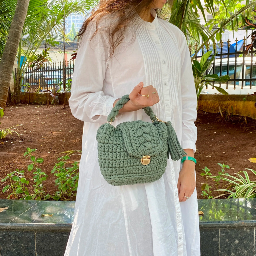 Crochet purse Khaki | Hand carry