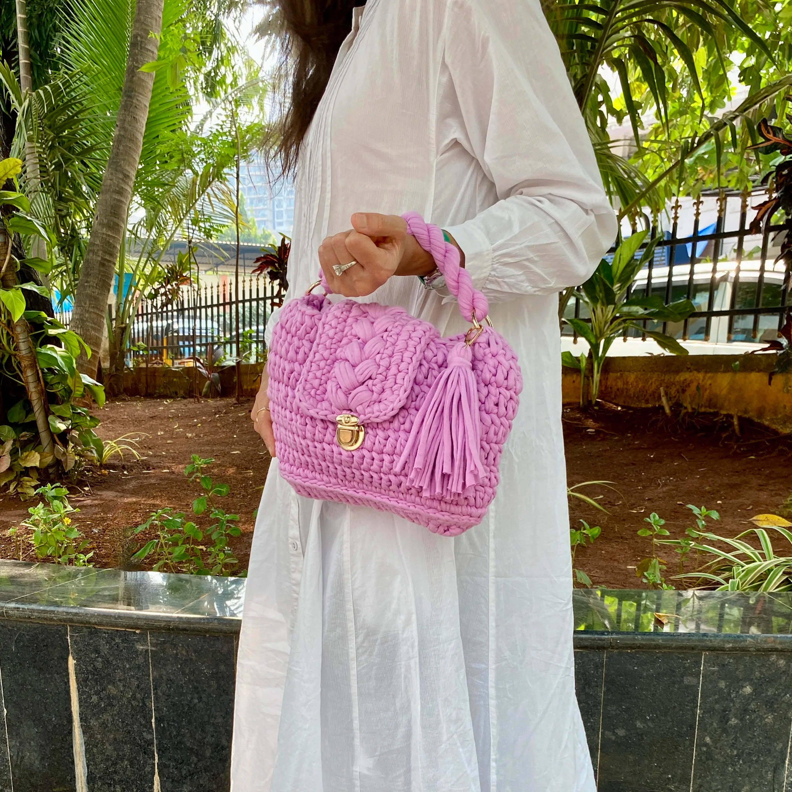 Image of Crochet purse Mauve | Hand carry