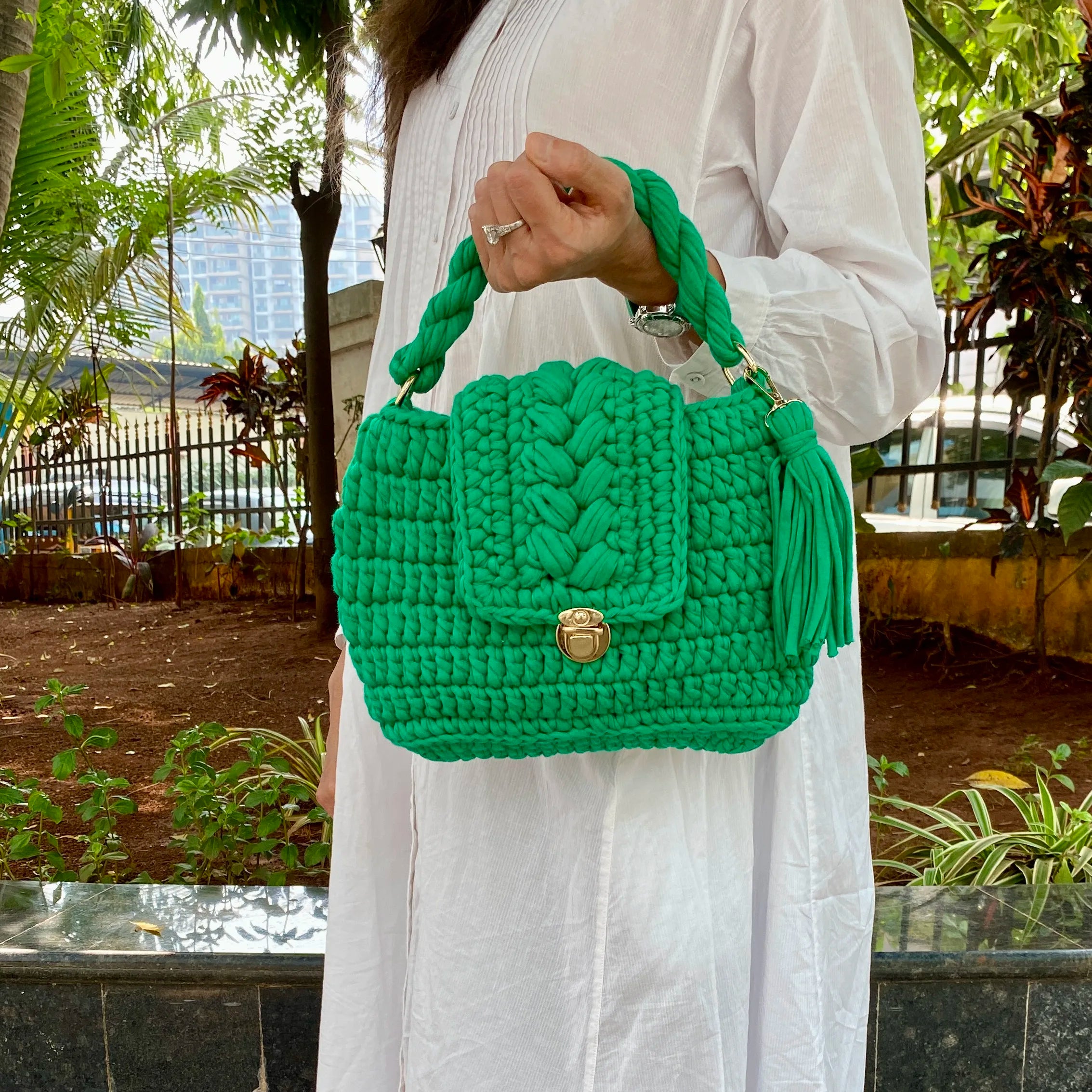 Image of Crochet purse Green | Hand carry