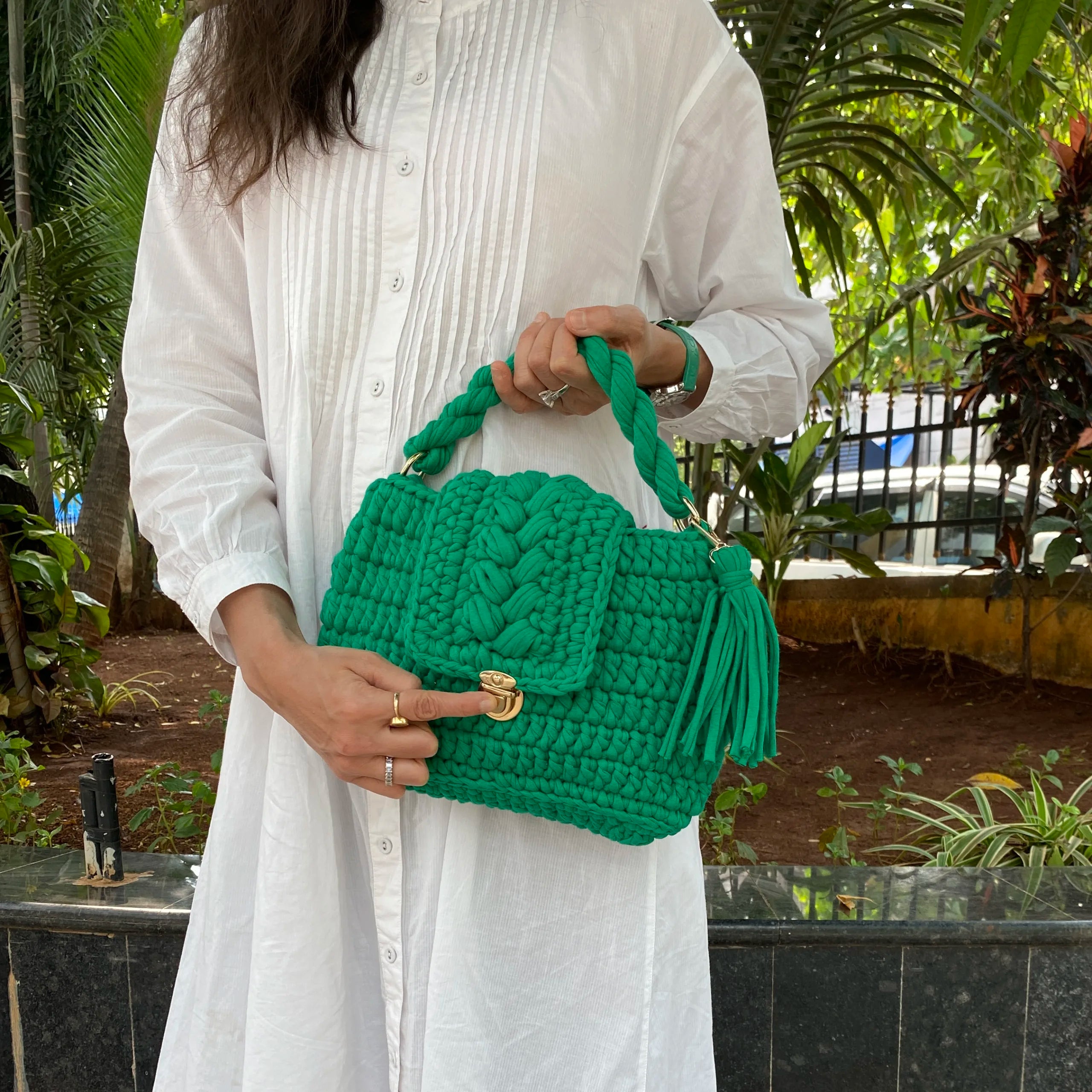 Image of Crochet purse Green | Hand carry