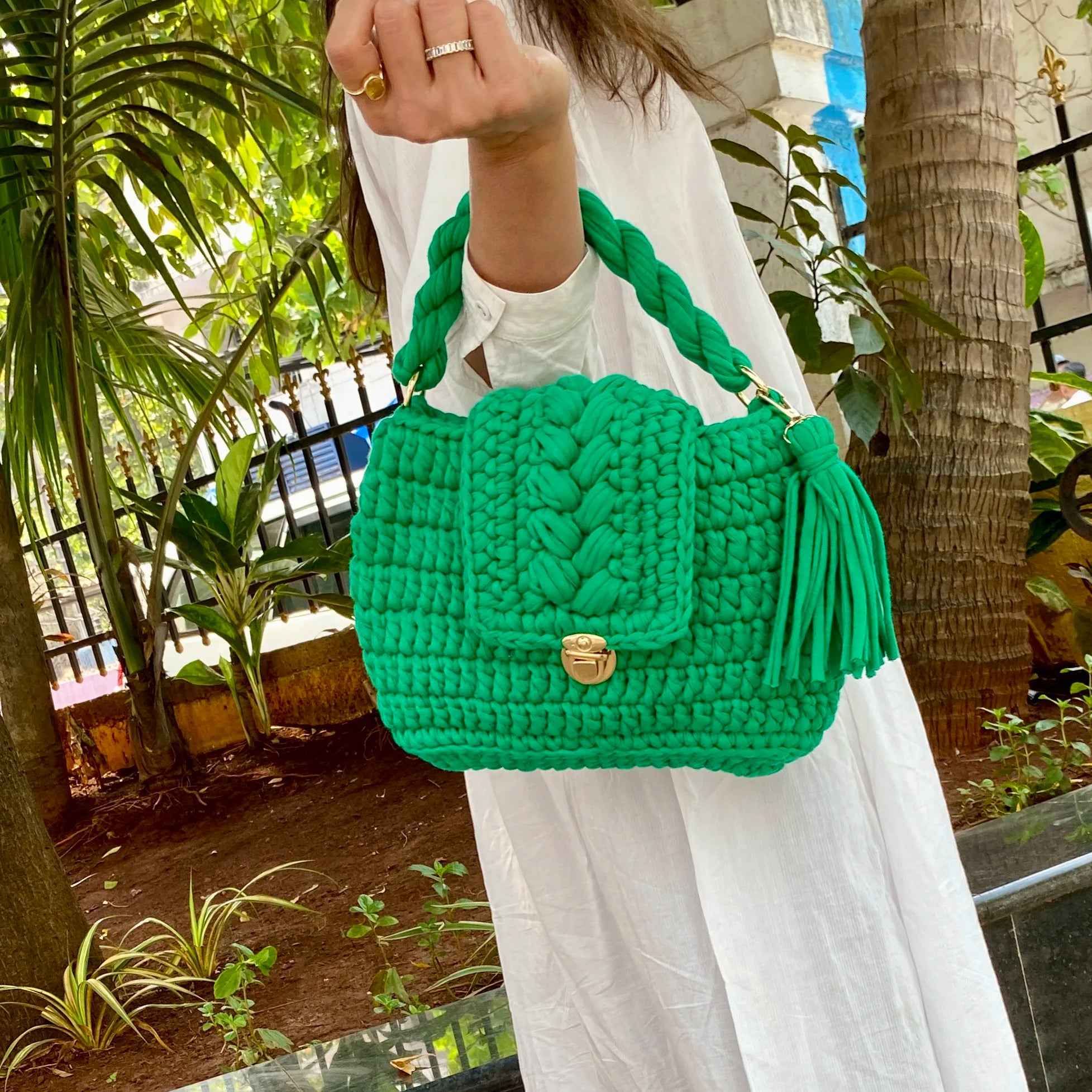 Image of Crochet purse Green | Hand carry