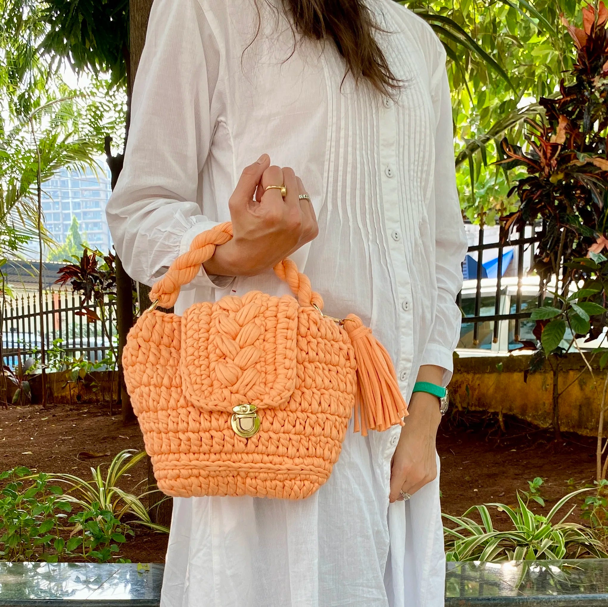 Image of Crochet purse Peach | Hand carry