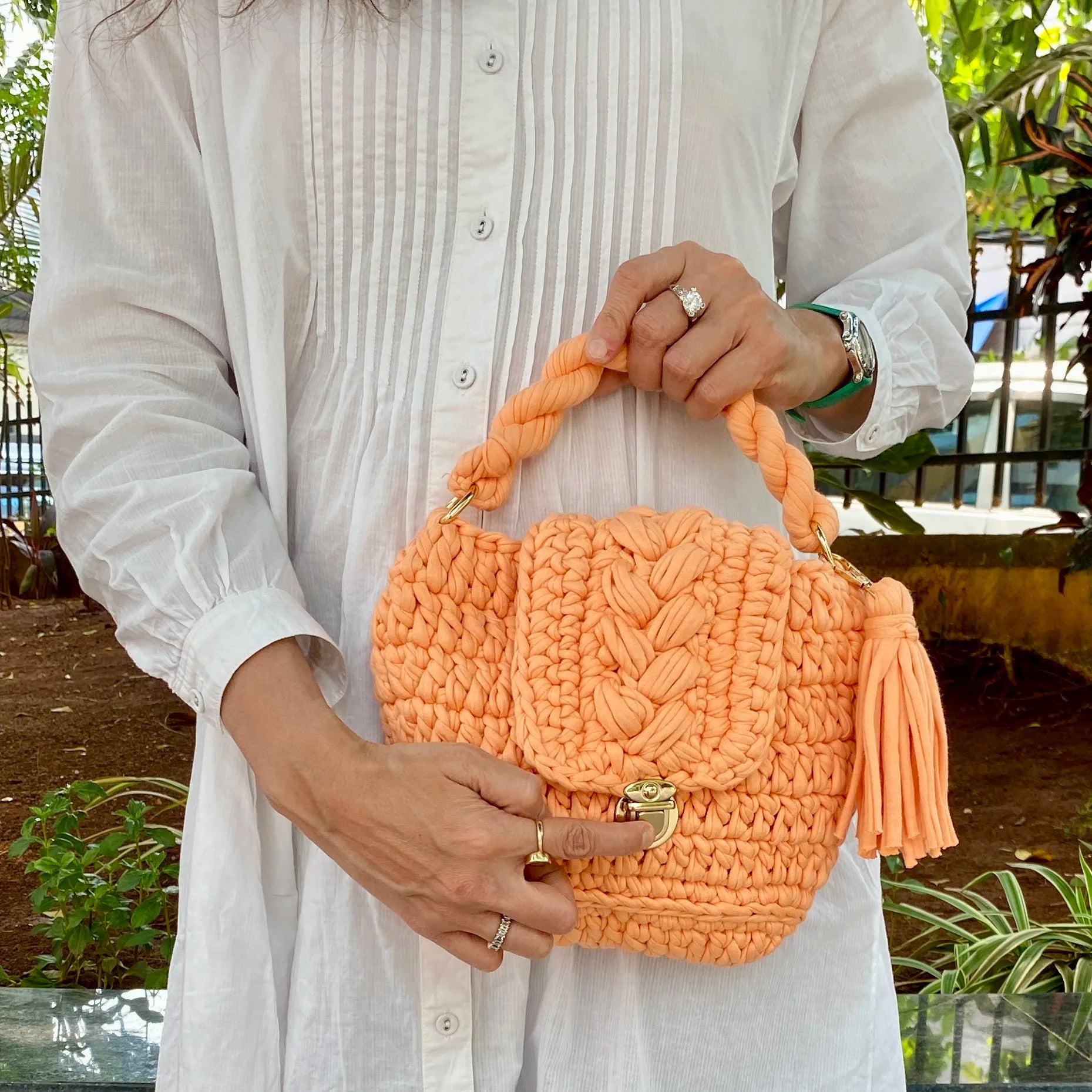 Image of Crochet purse Peach | Hand carry