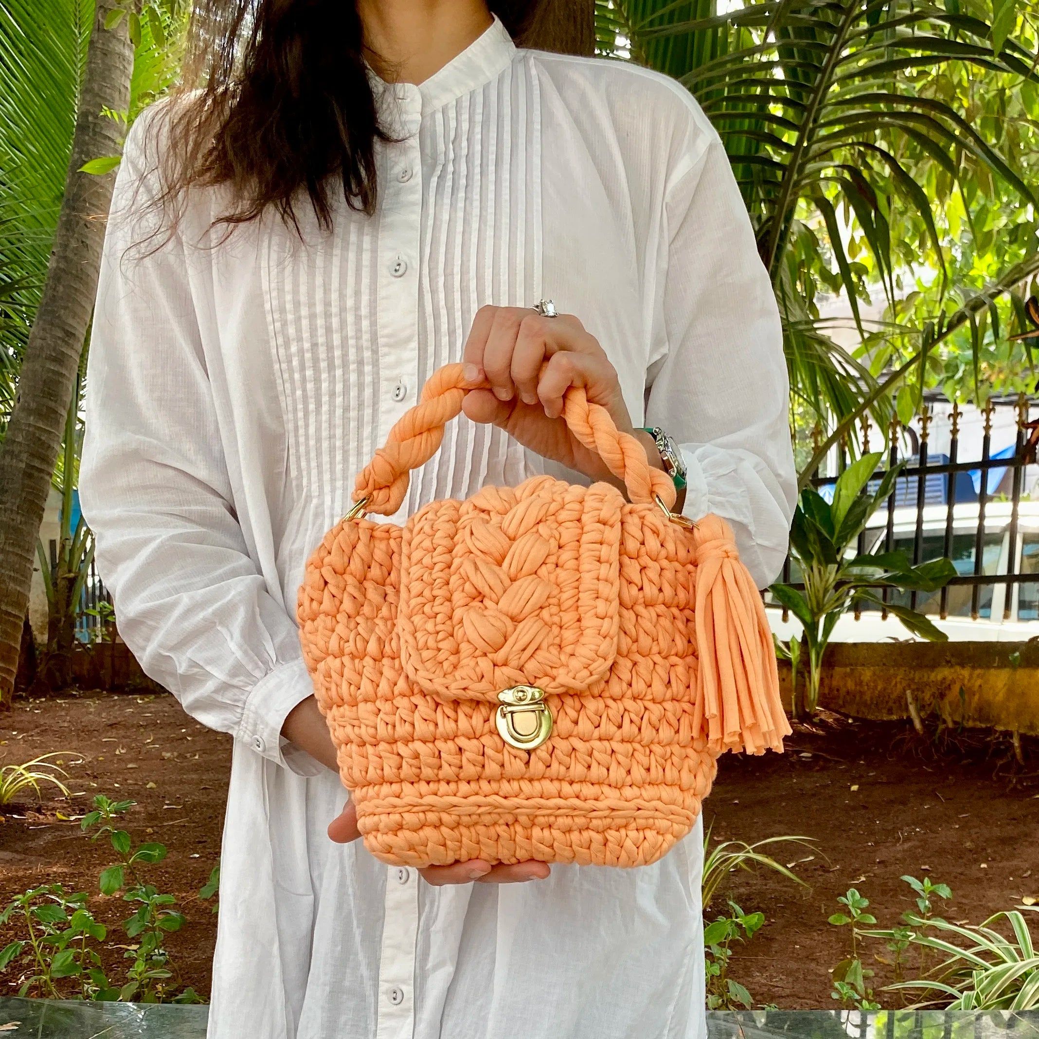 Image of Crochet purse Peach | Hand carry