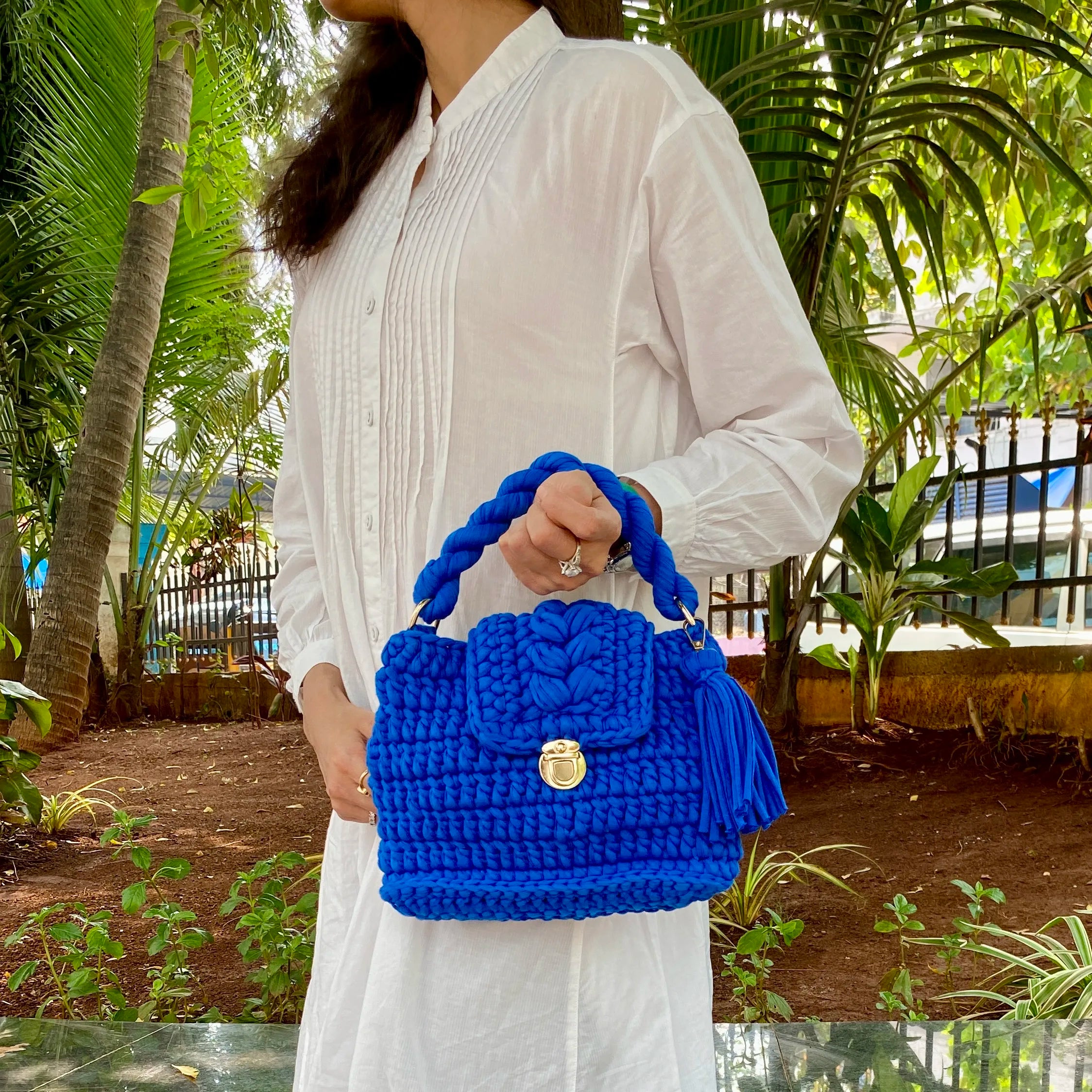 Image of Crochet purse Royal Blue | Hand carry