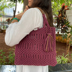 Macrame Handbag Burgundy