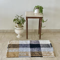 Braided Edged Floor Rug / Throw | Beige, White, Grey, Black