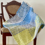 Braided Edged Floor Rug / Throw | Lime, Blue, White