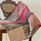 Braided Edged Floor Rug / Throw | Raspberry, Charcoal, Nude, Ecru